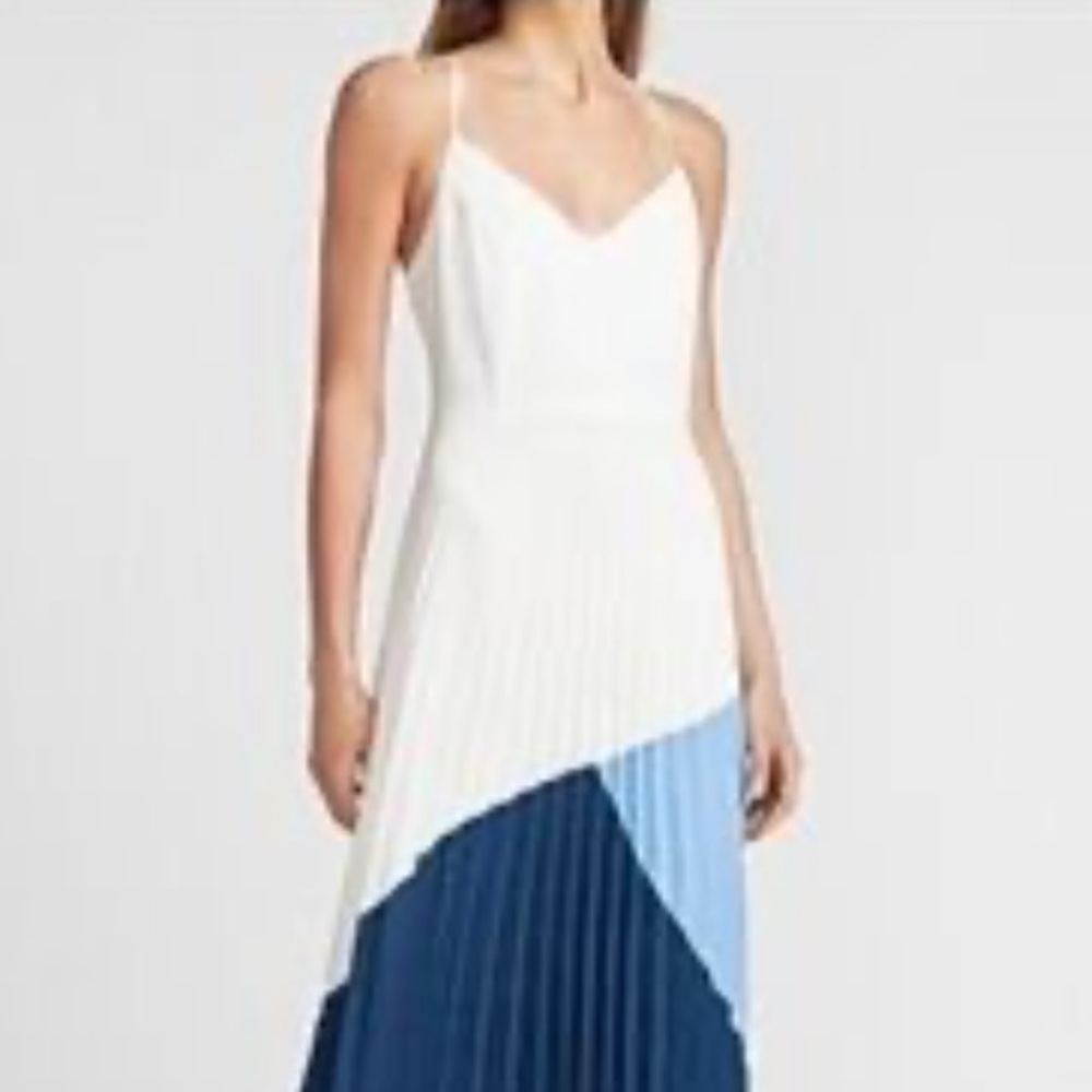 Express Blue and Cream Colorblock Maxi Dress - Picture 2 of 10